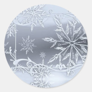 Wonderful Perfect Christmas Silver SNowflake Classic Round Sticker