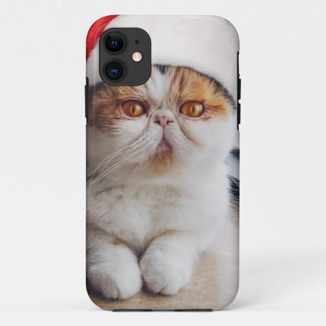 Wonderful persian cat with Santa Claus hat Case-Mate iPhone Case (Back)