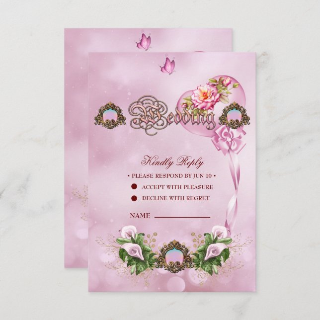 Wonderful pink Callas Lily  RSVP Card (Front/Back)