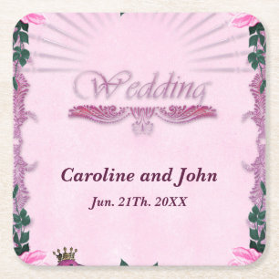 Wonderful pink roses  square paper coaster