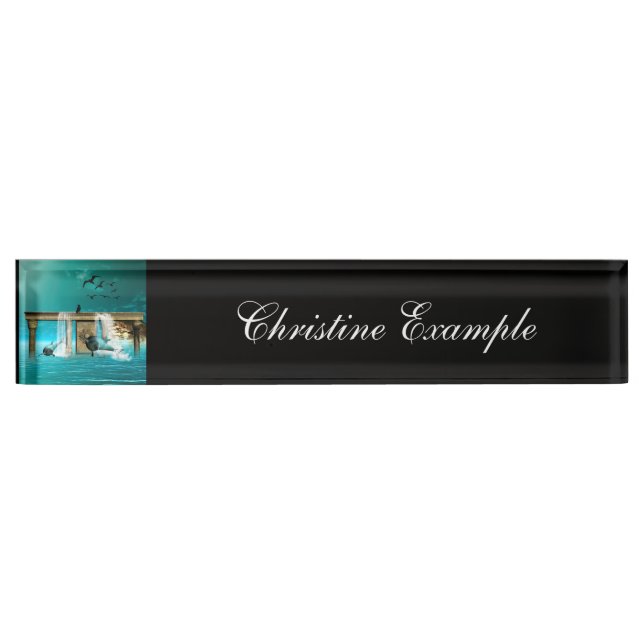 Wonderful playing dolphins nameplate (Front)