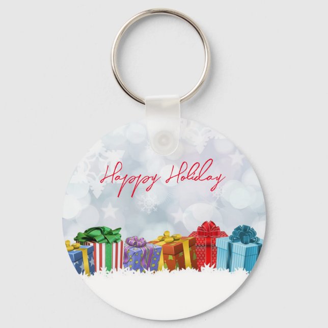Wonderful, Rainbow Christmas Gifts Key Ring (Front)
