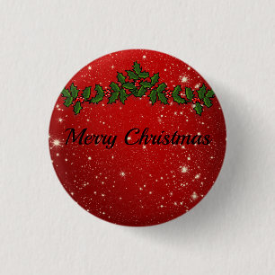 Wonderful Red Sparkly Christmas 3 Cm Round Badge