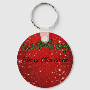 Wonderful Red Sparkly Christmas Key Ring