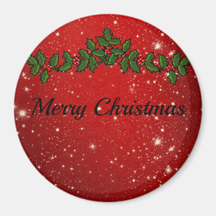 Wonderful Red Sparkly Christmas Magnet