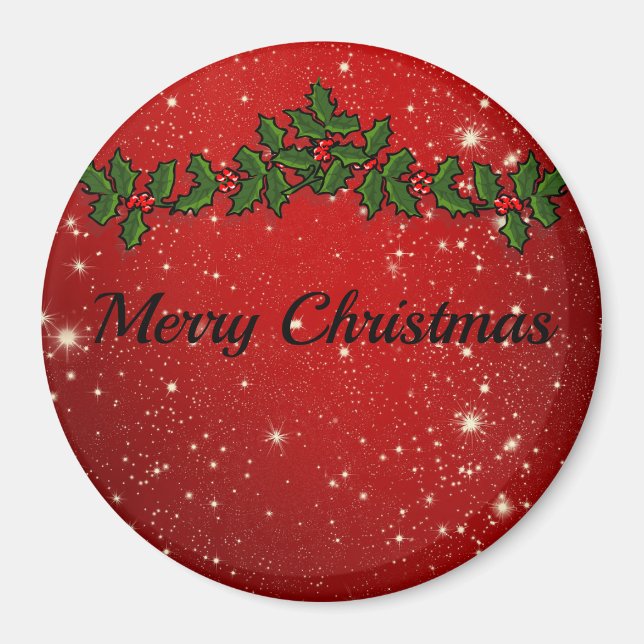 Wonderful Red Sparkly Christmas Magnet (Front)