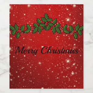 Wonderful Red Sparkly Christmas Wine Label