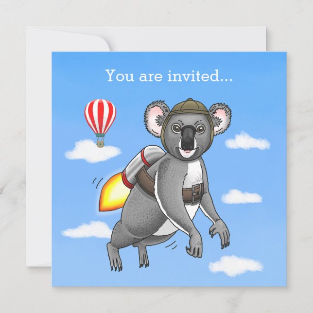Wonderful Rocket Koala Bear Invitation (Front)
