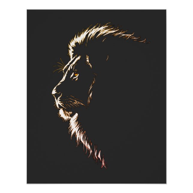 Wonderful side drawing of a lion's face Poster (Front)