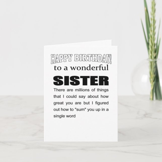 wonderful sister happy birthday wish card (Front)