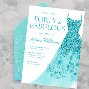 Wonderful Sparkle Dress 40th Birthday Party Invitation