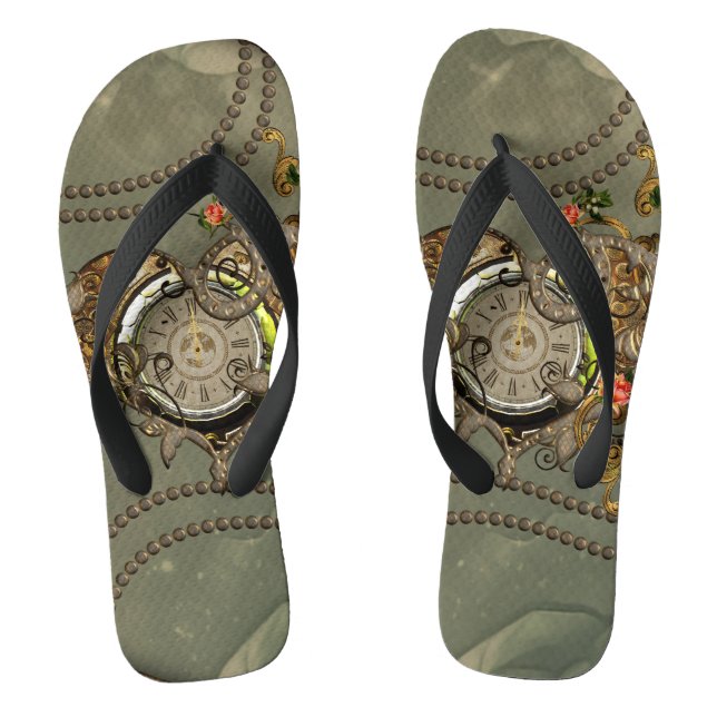 Wonderful steampunk clock flip flops (Footbed)