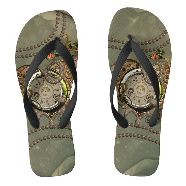 Wonderful steampunk clock flip flops (Footbed)