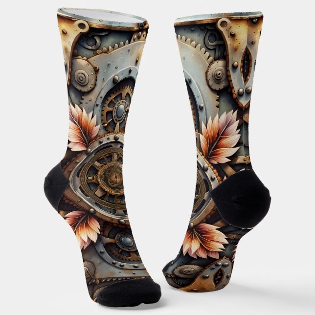 Wonderful steampunk design socks (Angled)