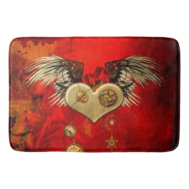 Wonderful steampunk heart bath mat (Front)