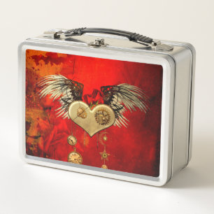 Wonderful steampunk heart metal lunch box