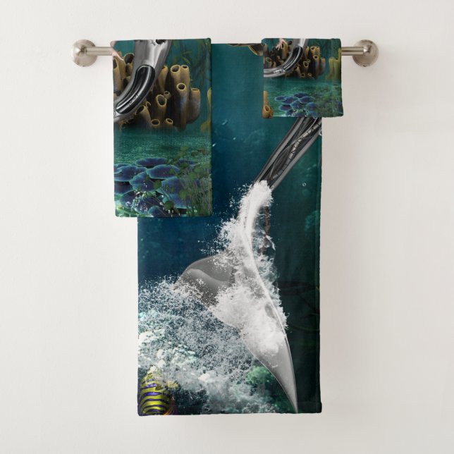 Wonderful steampunk mermaid bath towel set (Insitu)