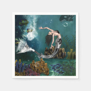 Wonderful steampunk mermaid napkin