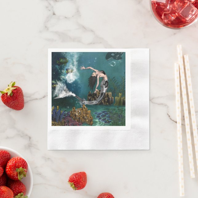 Wonderful steampunk mermaid napkin (Insitu)