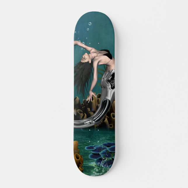 Wonderful steampunk mermaid skateboard (Front)