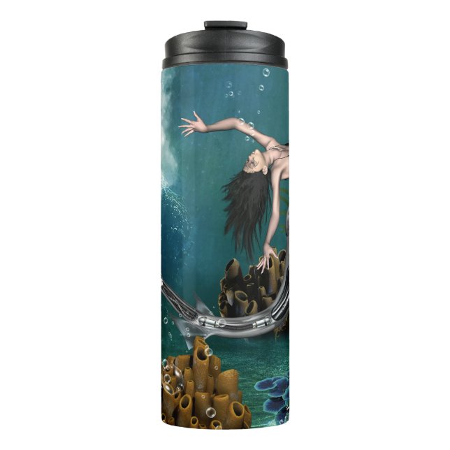 Wonderful steampunk mermaid thermal tumbler (Front)