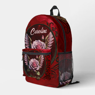 Wonderful steampunk rose with wings. printed backpack