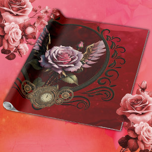 Wonderful steampunk rose with wings wrapping paper