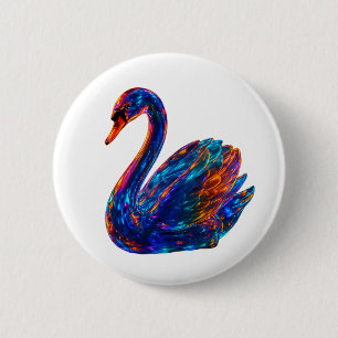 Wonderful Swan – Unique Art 6 Cm Round Badge