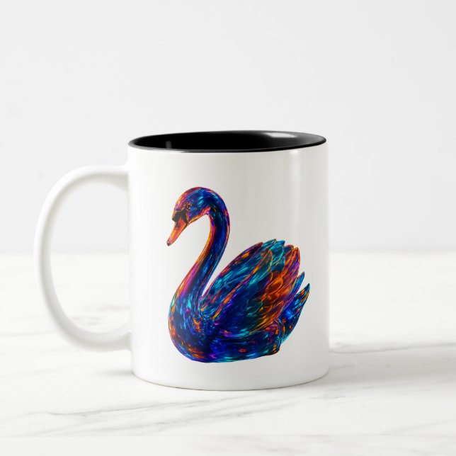 Wonderful Swan – Unique Art Two-Tone Coffee Mug (Left)