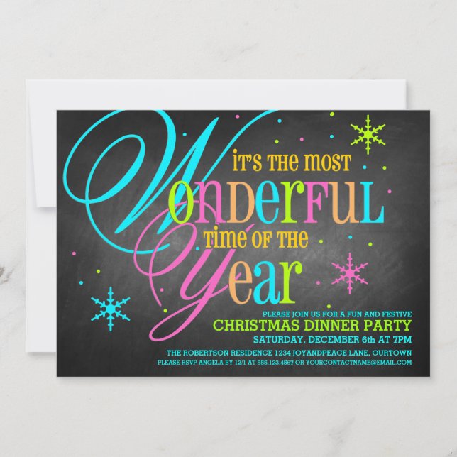 Wonderful Time Christmas Dinner Party Invitation (Front)