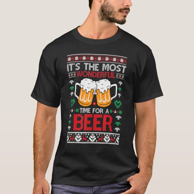 Wonderful Time For A Beer Ugly Christmas Sweaters (Front)