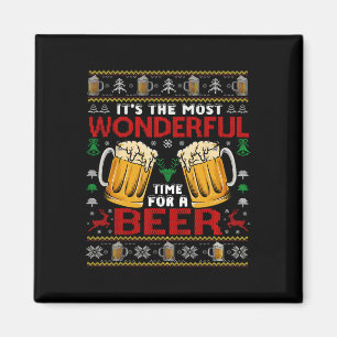 Wonderful Time For A Beer Ugly Christmas Sweaters  Magnet