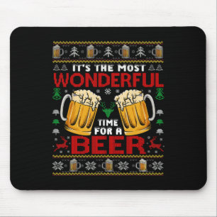 Wonderful Time For A Beer Ugly Christmas Sweaters Mouse Mat