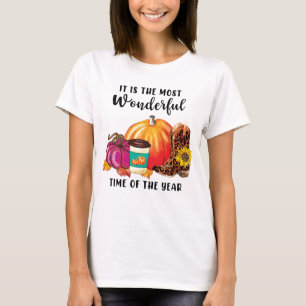 Wonderful Time Of The Year Autumn Pumpkin Quote T-Shirt