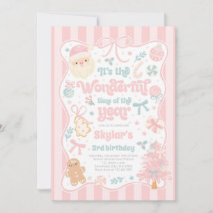 Wonderful Time Of The Year Christmas Bow Birthday Invitation