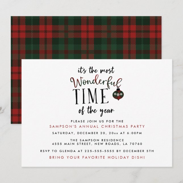 Wonderful Time of the Year Christmas Invitations (Front/Back)