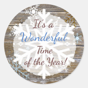 Wonderful Time of the Year Snowflakes Classic Round Sticker