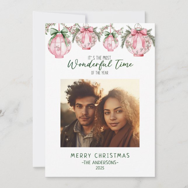 Wonderful Time of Year Lantern Christmas Holiday Card (Front)