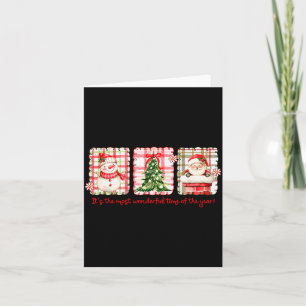 Wonderful Time Of Year Merry Xmas Santa Snowman Xm Card