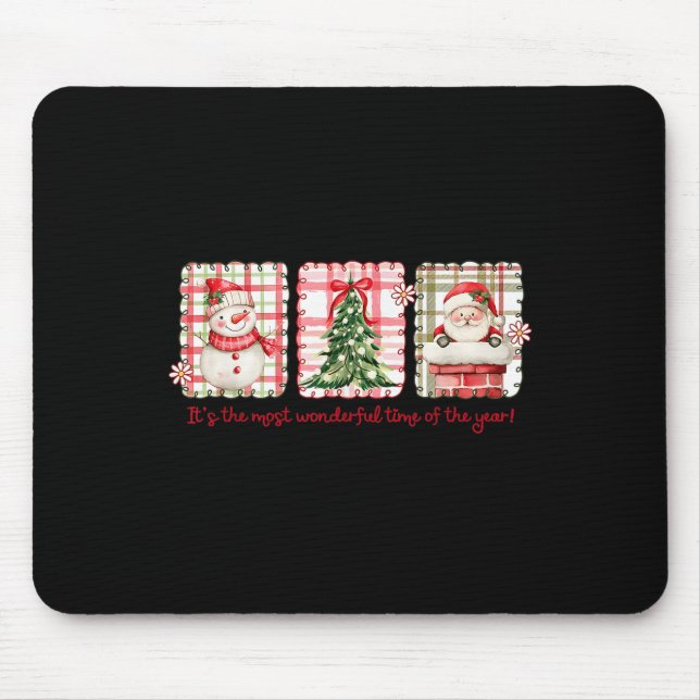 Wonderful Time Of Year Merry Xmas Santa Snowman Xm Mouse Mat (Front)