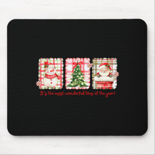 Wonderful Time Of Year Merry Xmas Santa Snowman Xm Mouse Mat