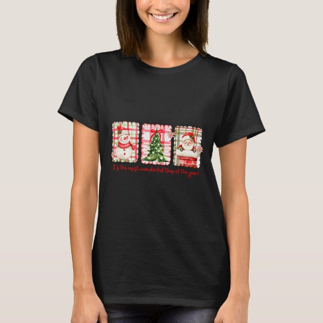 Wonderful Time Of Year Merry Xmas Santa Snowman Xm T-Shirt (Front)