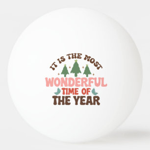 Wonderful Time Retro Groovy Christmas Holidays Ping Pong Ball