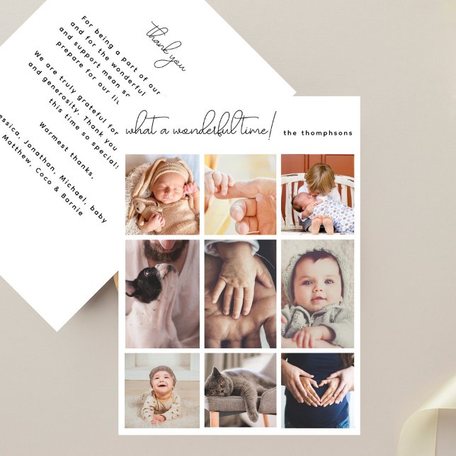 Wonderful Time Simple Multi Photo Baby Birth Announcement (Creator Uploaded)
