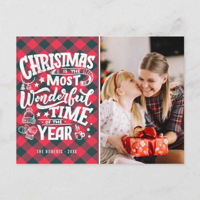 Wonderful time typography modern christmas card (Front)