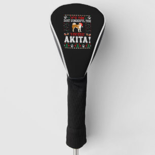 Wonderful Time With Akita Christmas Ugly Sweater Golf Head Cover