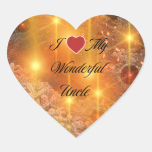 Wonderful Uncle Gold Christmas Heart Sticker