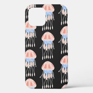 Wonderful vintage seamless pattern of jellyfish. B iPhone 12 Case