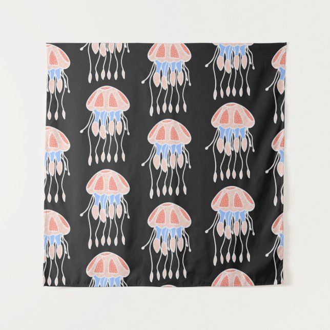 Wonderful vintage seamless pattern of jellyfish. B Tapestry (Front)