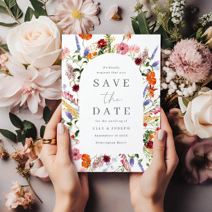 Wonderful Watercolor Wildflowers Wedding Save The Date